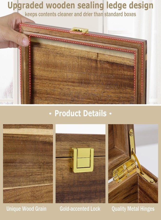 ANMINY Large Wooden Keepsake Memory Box, 10MM Thick Acacia Wood Storage Box with Hinged Lid, Decorative Memory Boxes with Lids for Photo Wedding Graduation Crafts Gift, 11.8" L x 7.9" W x 5.9" H - Image 3